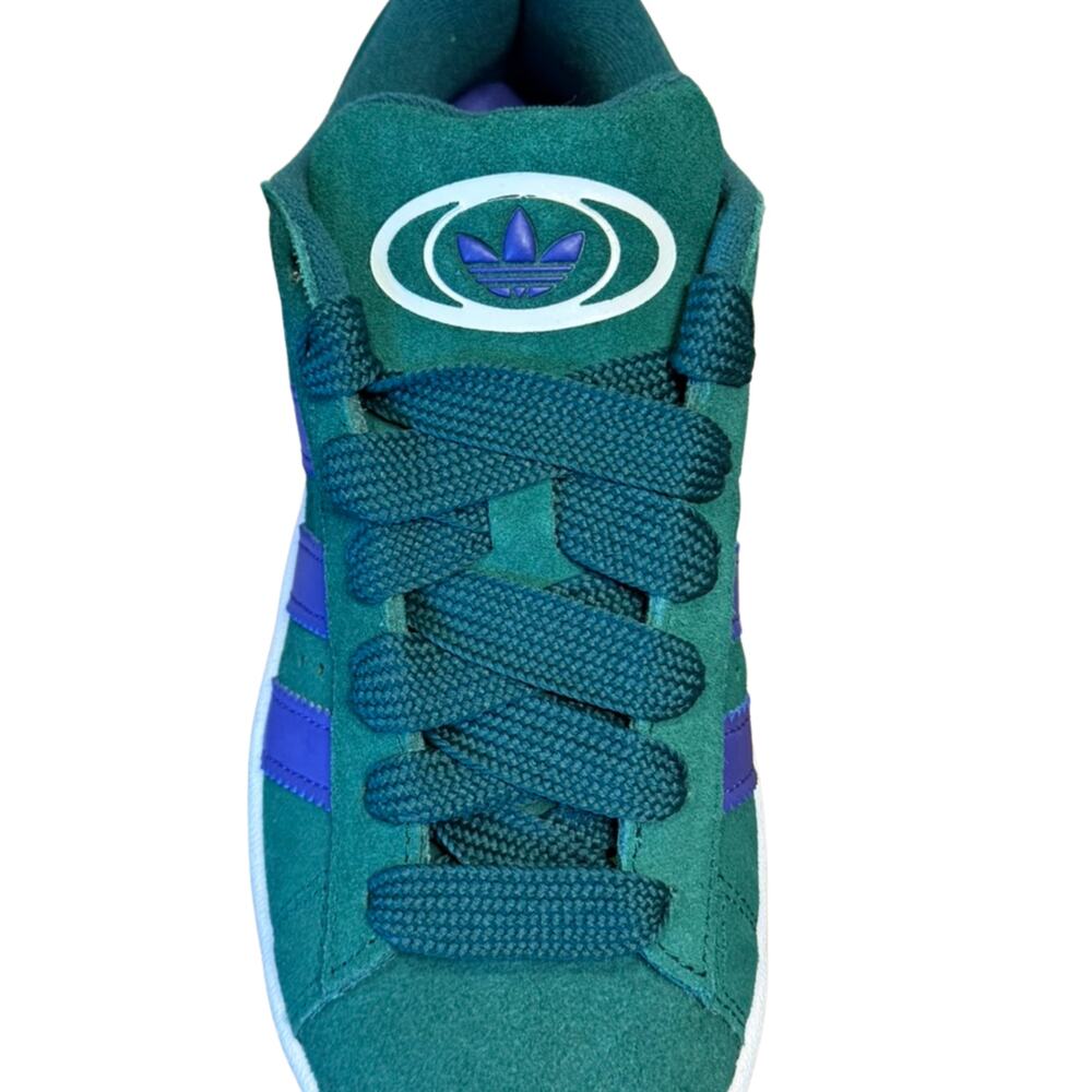 adidas Teal Green Suede Sneakers with Purple Stripes - Picture 4 of 10
